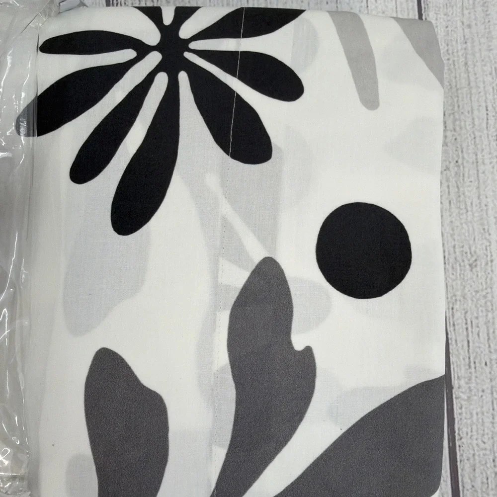 Annie Selke Sheet Set FULL Henri Black White Gray Floral 100% Cotton Abstract